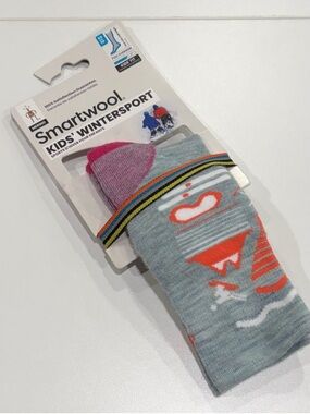 SmartWool Boys Girls Kids XS Wintersport Pattern Ski Socks Grey Pink NWT Snow